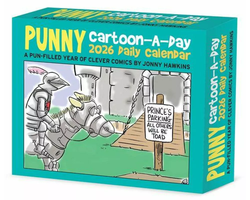 Punny Cartoon-A-Day by Jonny Hawkins 2026 5.4 X 6.2 Box Calendar