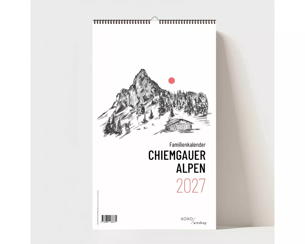 Chiemgauer Alpen, Design Wandkalender 2027, 5 Spalten Monatskalender, 42x25, 200 g