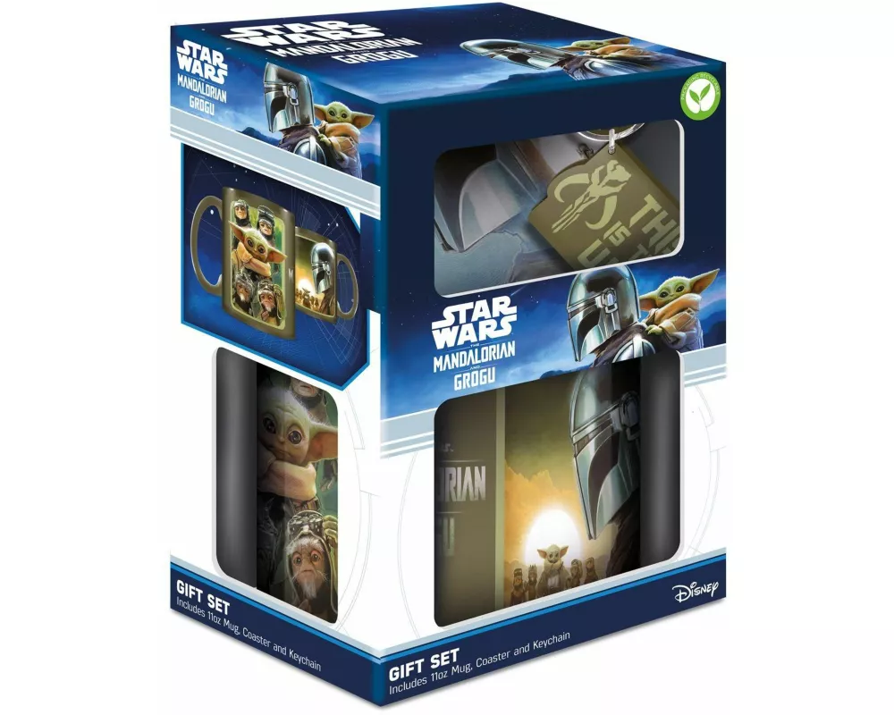 The Mandalorian And Grogu (bounty Hunters) Mug Coaster Keychain Gift Set