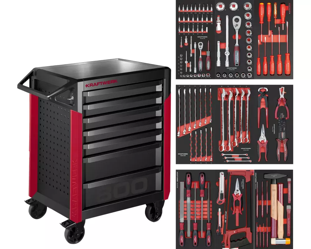 Kraftwerk Werkstattwagen PT800, 7 Schubladen, PB, 151-teilig