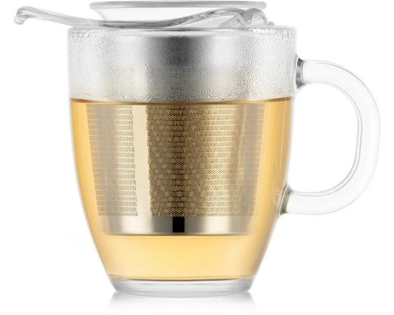 Bodum Glastasse mit Edelstahlfilter Yo-Yo Set Verchromt, 0.35 l