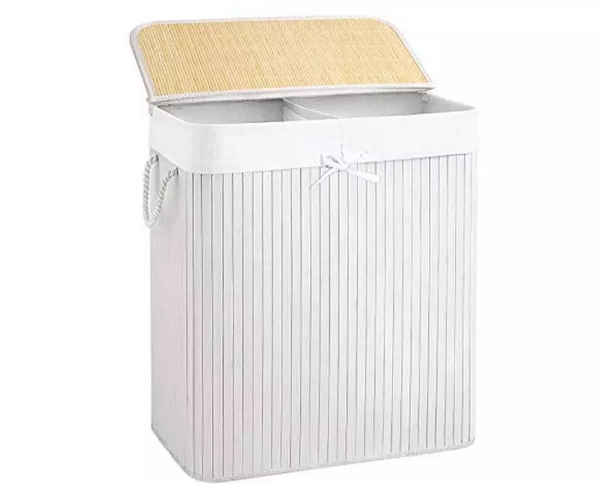 Songmics Wäschekorb mit Deckel 100 l, Weiss