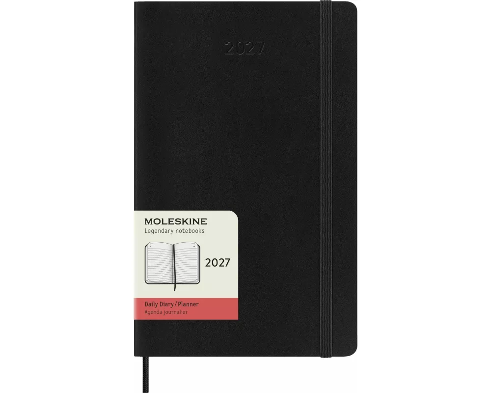 Moleskine 12 Monate Tageskalender 2027, Large/A5, 1 Tag = 1 Seite, weicher Einband, schwarz