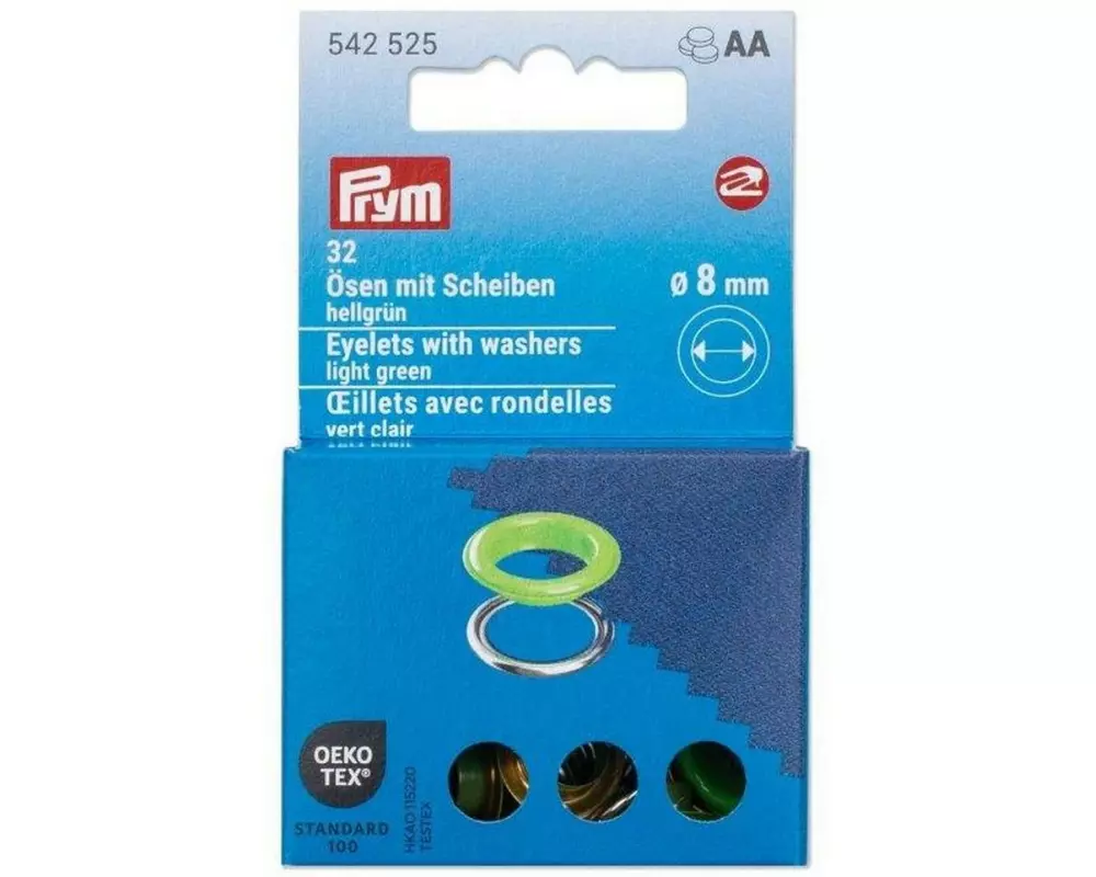Prym Ösen mit Scheiben, 8 mm Hellgrün, Silber