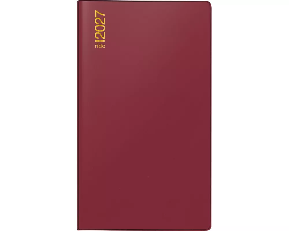 rido/idé 7012112297 Taschenkalender Mod. TM 15 2027 A6, Kunststoff, bordeaux