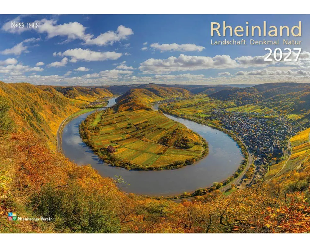 Rheinland 2027 Wandkalender A4 quer Spiralbindung 28 Blatt mit 56 Seiten