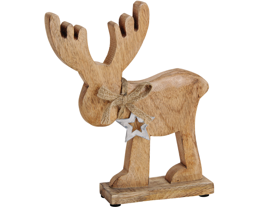 ROOST Aufsteller Elch 10023055 Mangoholz 27x25x6cm