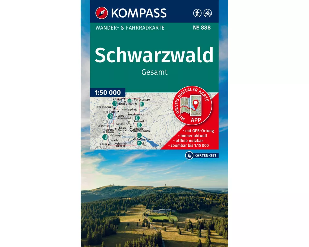 KOMPASS Wanderkarten-Set 888 Schwarzwald Gesamt (4 Karten) 1:50.000