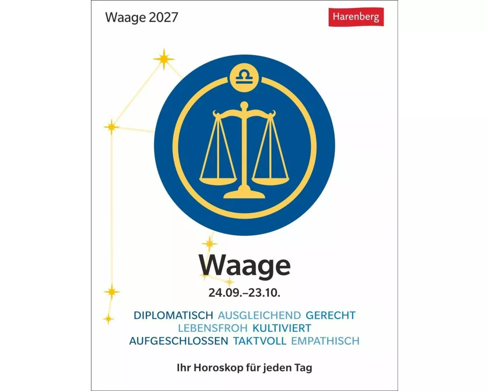 Waage Sternzeichenkalender 2027 - Tagesabreißkalender - Ihr Horoskop für jeden Tag