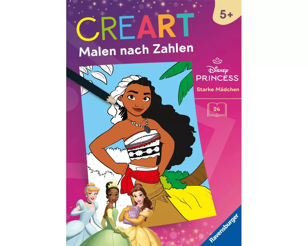 CreArt Malen nach Zahlen ab 5 Disney Prinzessinnen - Starke Mädchen