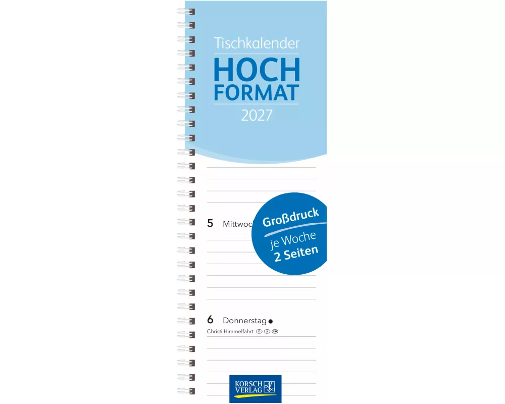 Tischkalender Hochformat Großdruck 2027