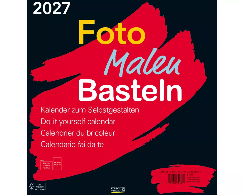 Foto-Malen-Basteln Bastelkalender schwarz groß 2027