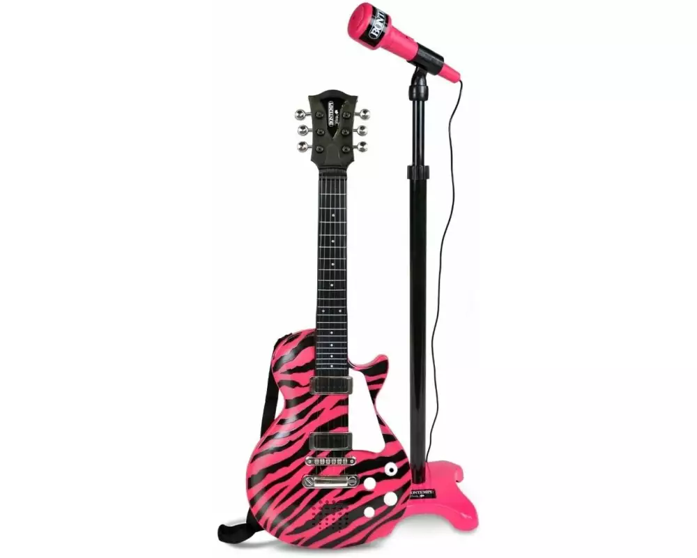 Bontempi Rockgitarre mit Standmikrofon Pink