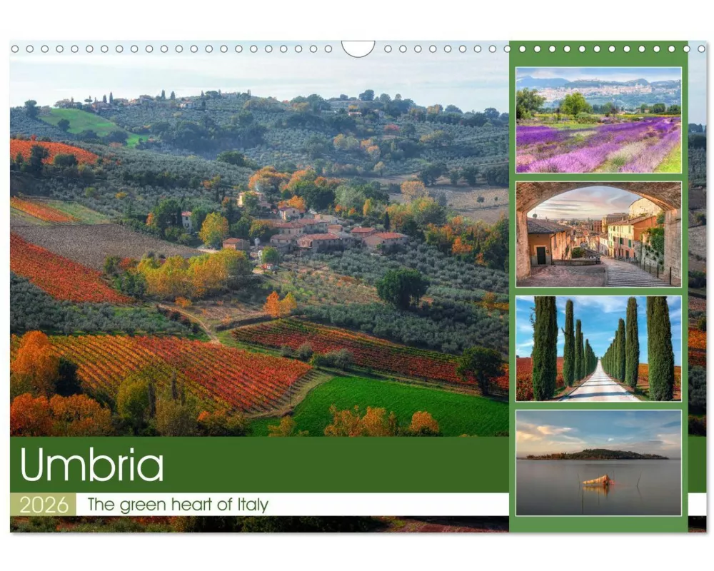 Umbria The green heart of Italy (Wall Calendar 2026 DIN A3 landscape), CALVENDO 12 Month Wall Calendar
