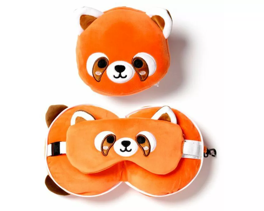 Relaxeazzz Plüsch Roter Panda Reisekissen & Schlafmaske