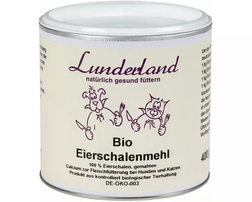 Lunderland Hunde-Nahrungsergänzung Bio-Eierschalenmehl, 400 g