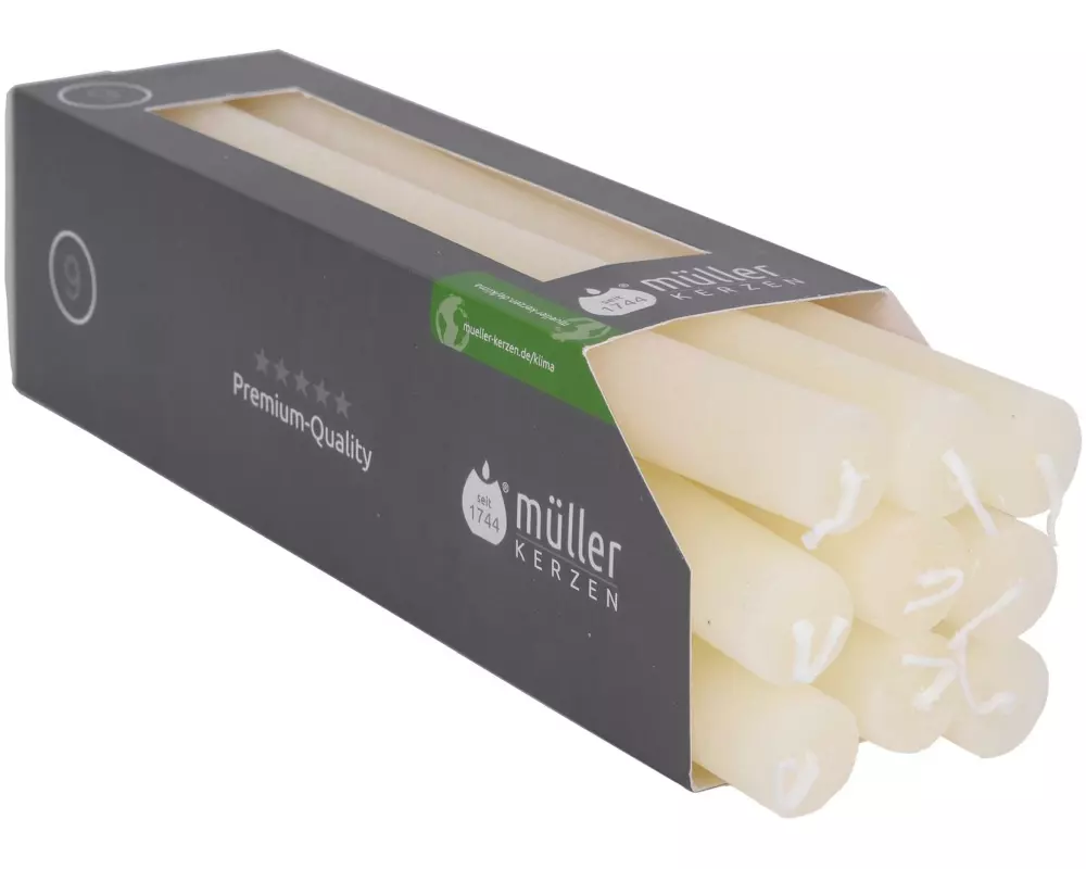 müller Kerzen Stabkerze Polar 25 cm x 2.2 cm, Vanille, 9 Stück, Vanille
