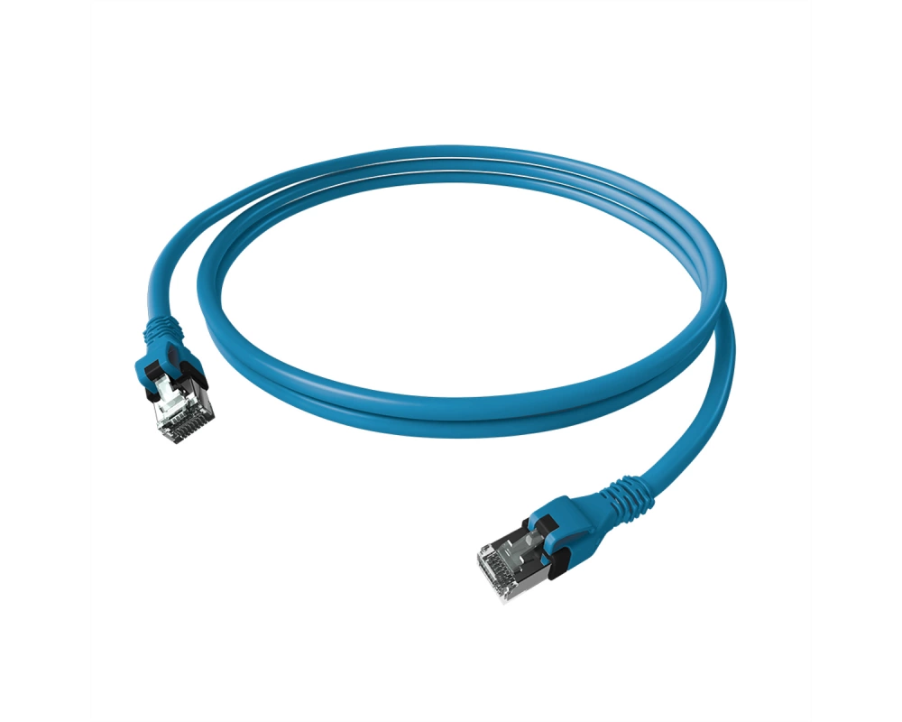 EasyLan DualBoot PushPull IP20 Patchkabel, Cat.6A (Class EA), S/FTP, blau, 0,5 m