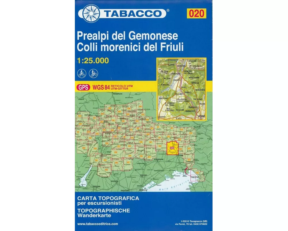 Tabacco Wandern 1 : 25 000 Prealpi del Gemonese / Colli morenici del Friuli