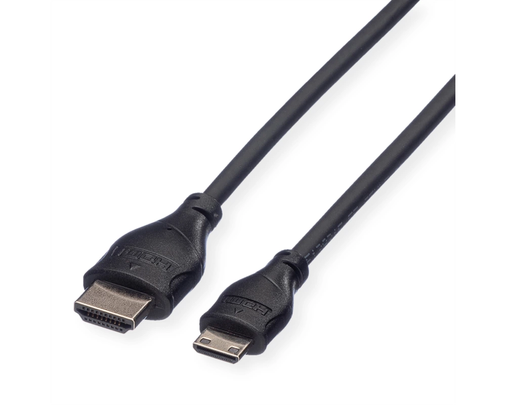 ROLINE HDMI High Speed Kabel mit Ethernet, HDMI ST - Mini HDMI ST, 2 m