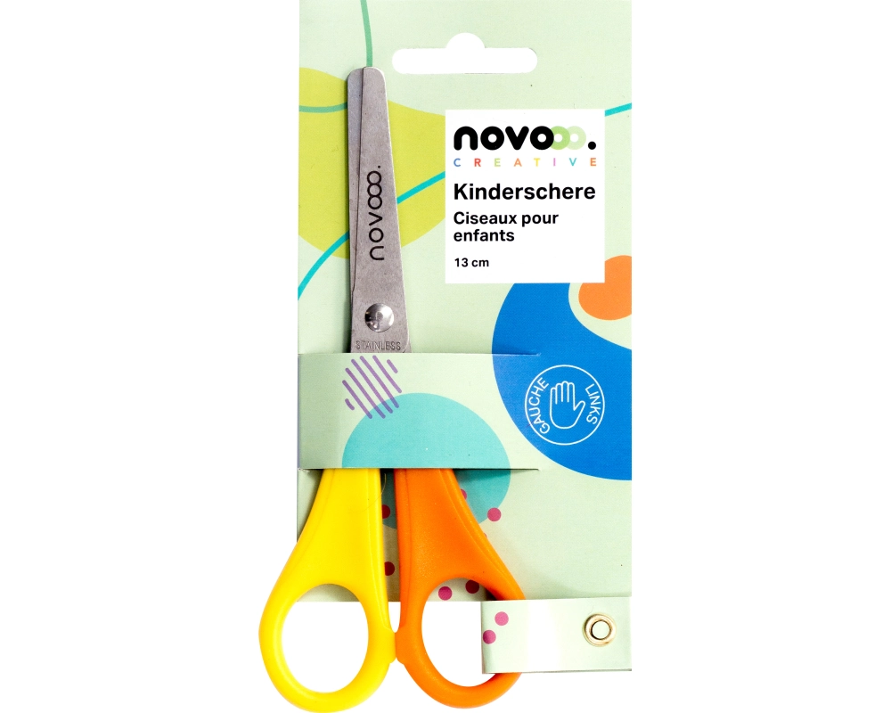 NOVOOO Kinderschere 13cm E-120593 MTH für Linkshänder gelb/orange