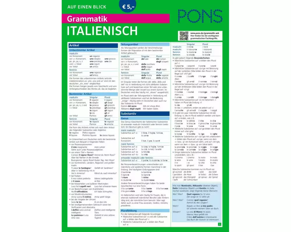 PONS Grammatik auf einen Blick Italienisch