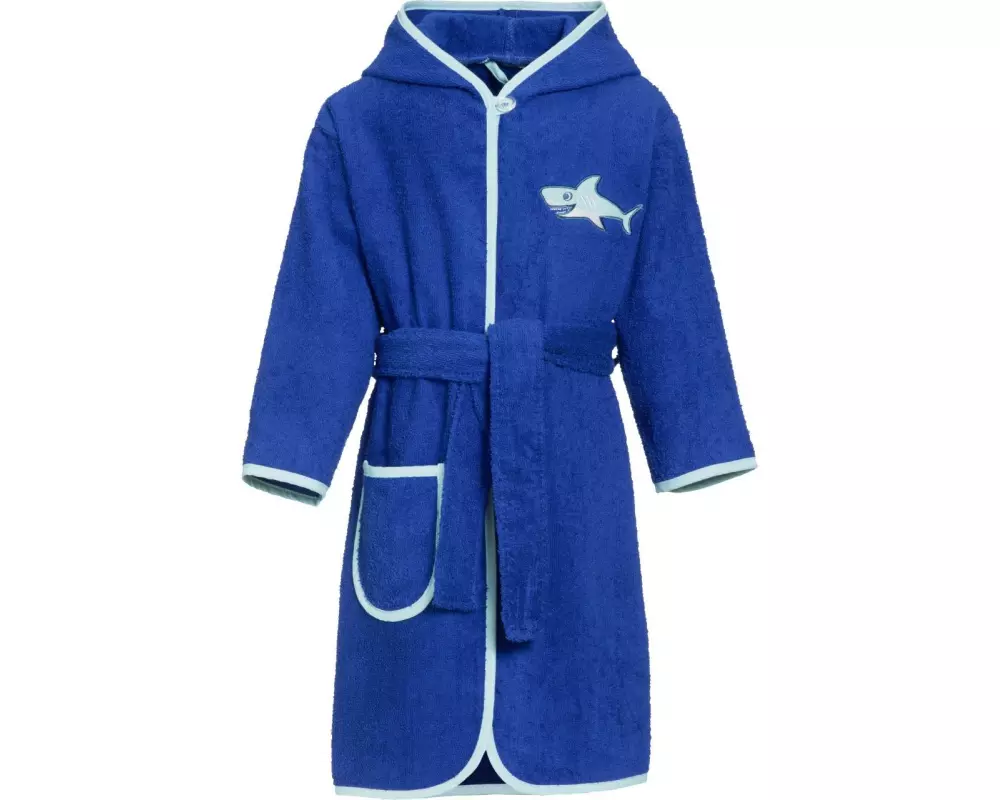 Playshoes Frottee-Bademantel Hai Blau Gr. 122/128