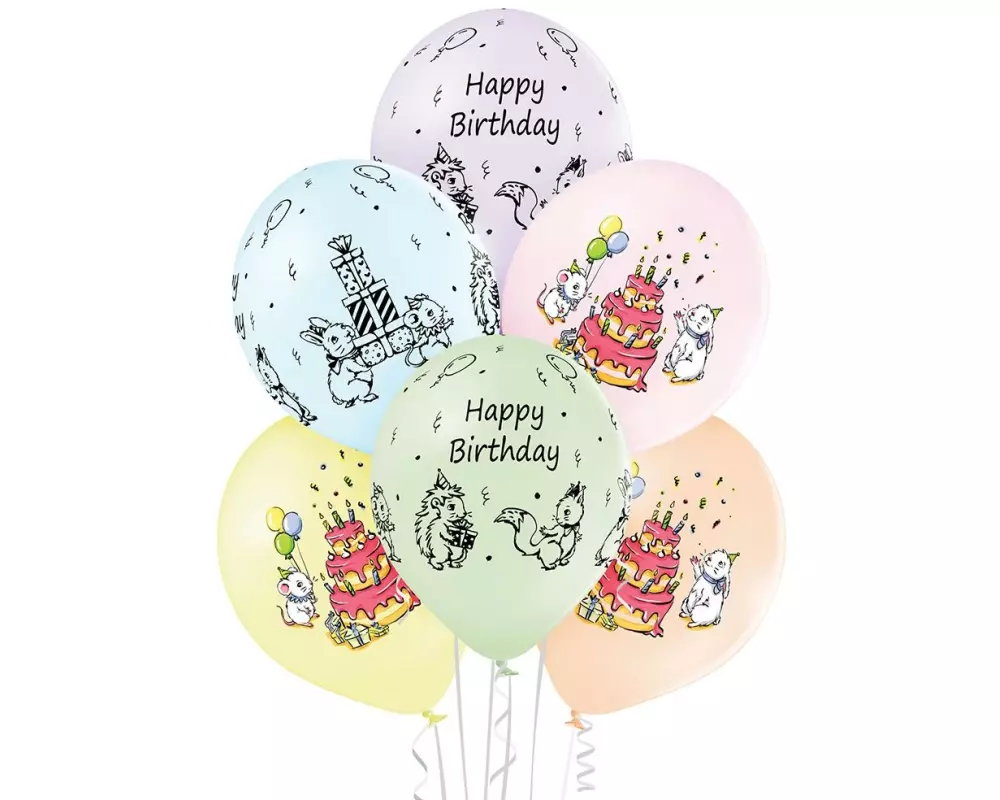 Belbal Luftballon Cute Birthday Mehrfarbig, Ø 30 cm, 50 Stück