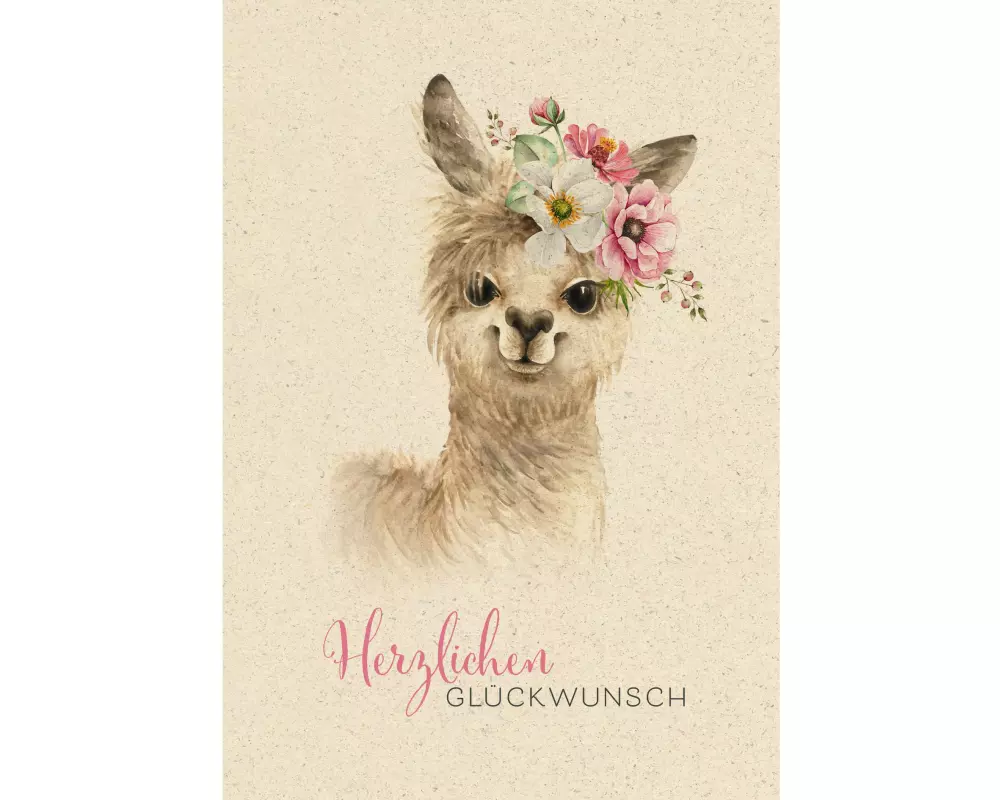 Natur Verlag Geburtstagskarte Lama 17.5 x 12.2 cm
