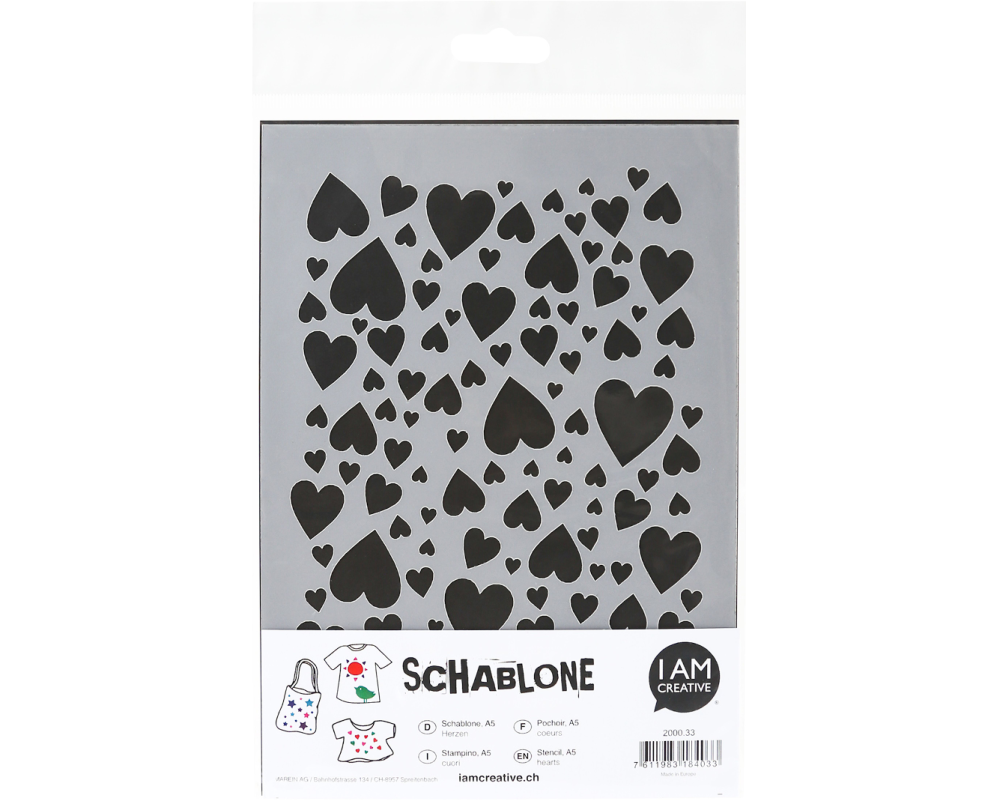 I AM CREATIVE Schablone Herzen A5 MAK2000.33