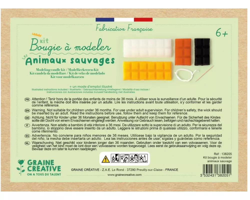 Graine Créative Graine Créative Modellierkerzen-Set Wildtiere Wildtiere