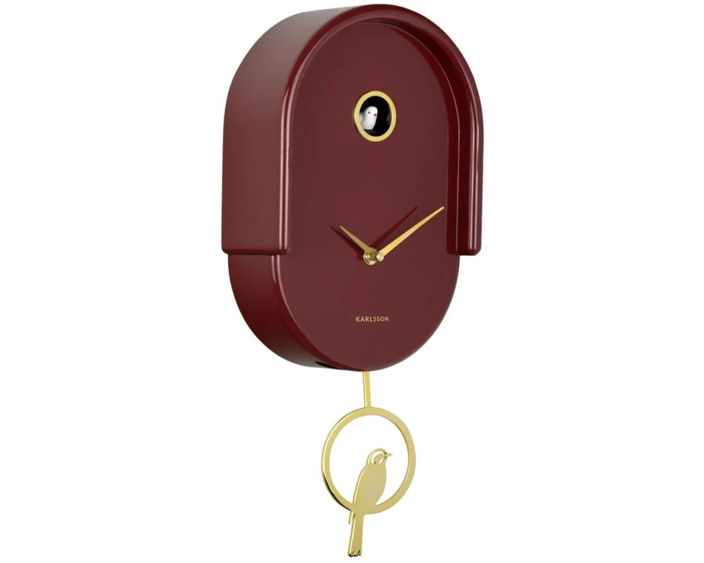 KARLSSON Wanduhr Tweet Burgundy Red