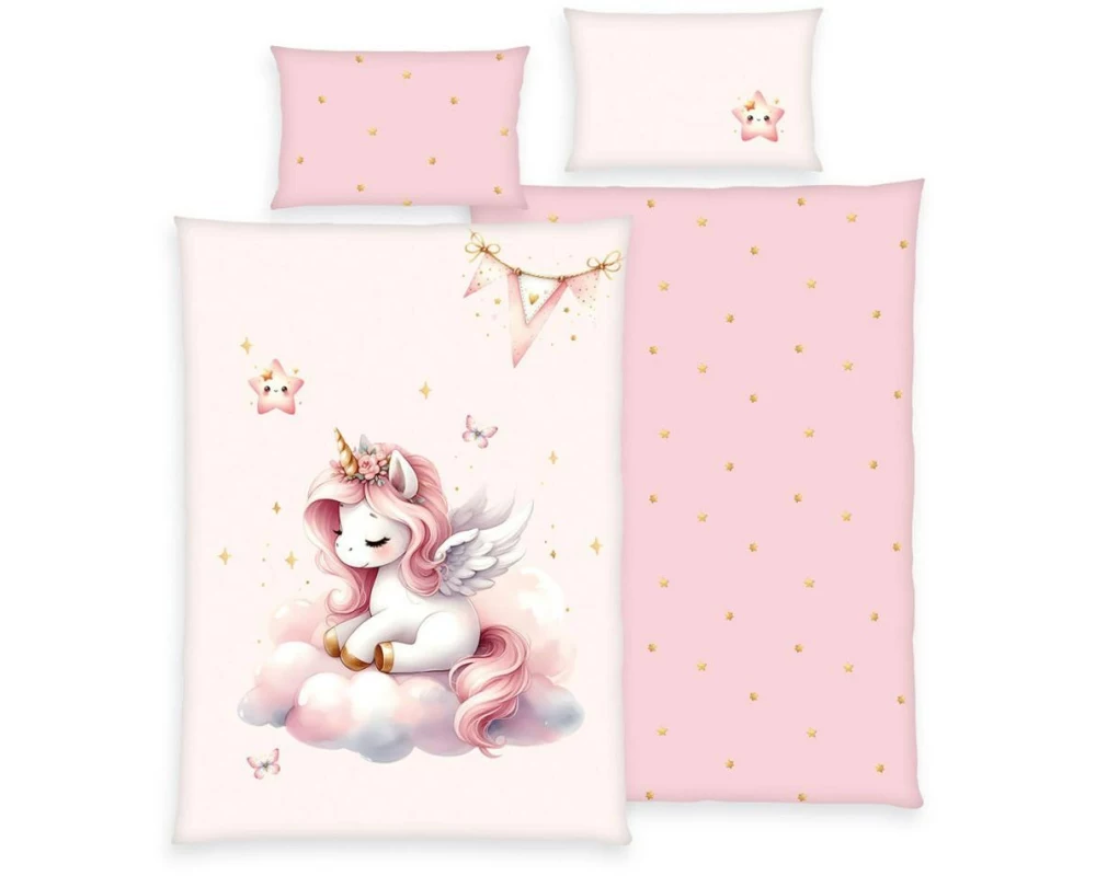 Herding Kinderbettwäsche Einhornzauber 100 x 135 cm + 40 x 60 cm