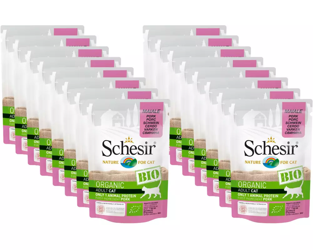 Schesir Nassfutter Bio Schwein, 16 x 85 g