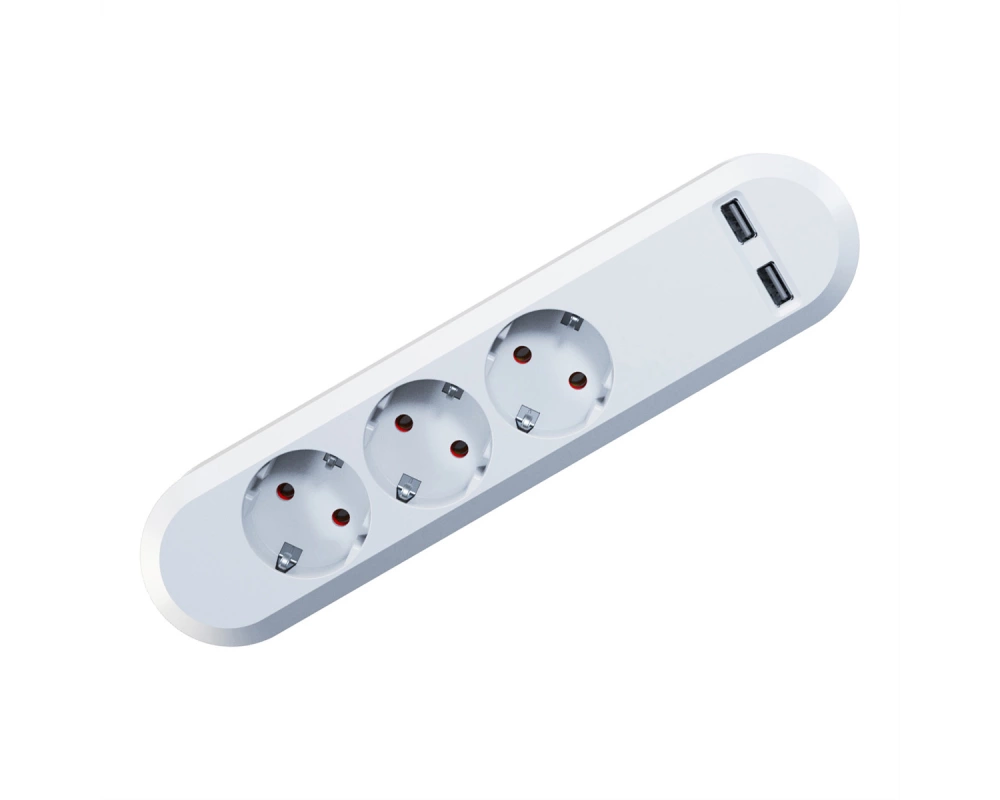 BACHMANN SMART Steckdosenleiste 3x Schutzkontakt, 2x USB Charger 5VDC 3,1 A, weiß