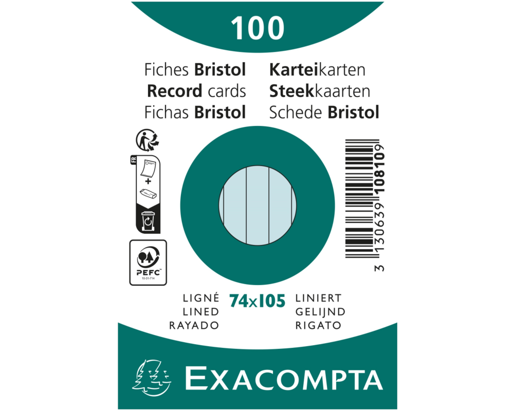 EXACOMPTA Karteikarten liniert A7 10810SE blau 100 Stück