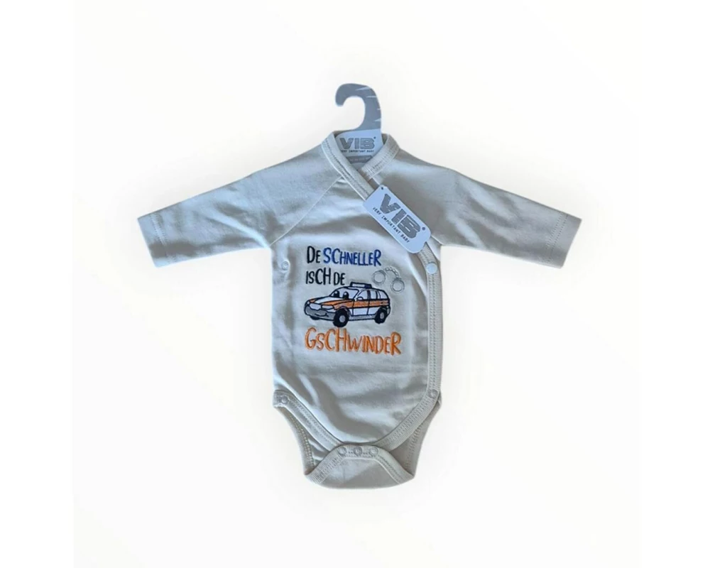 Very Important Baby Langarm-Wickelbody De Schneller isch de Gschwinder Gr. 56