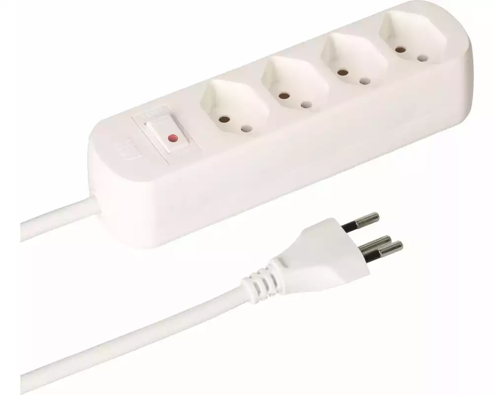 Max Hauri Steckdosenleiste Basic Line 4x T13 Reset Schalter, weiss