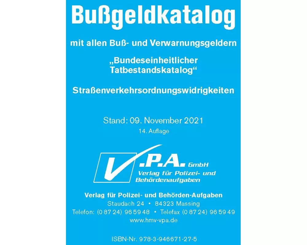 Original-Bußgeldkatalog der Polizei