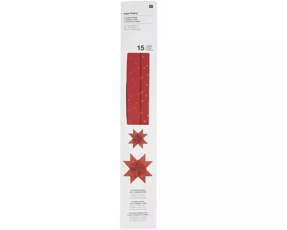 Fröbelsterne, rot, Sterne, 60 Streifen FSC MIX, 120 g/m²