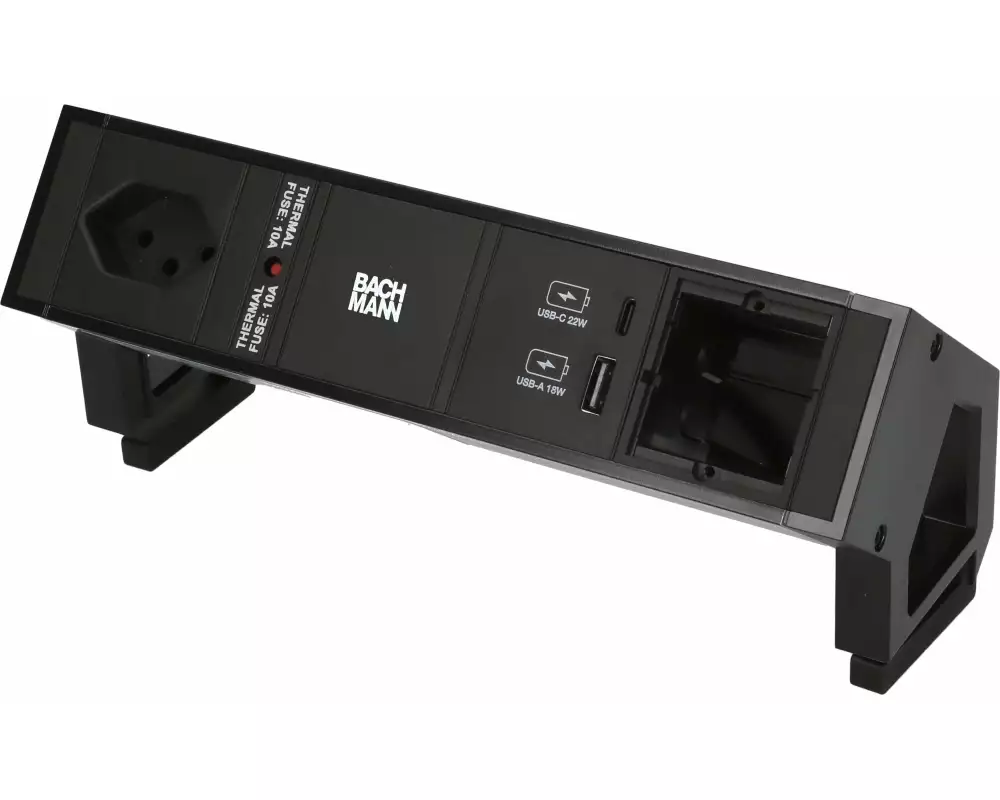 Bachmann Tischsteckdosenleiste DESK 2, 1x T13, 1x USB A/C, 1x Custom