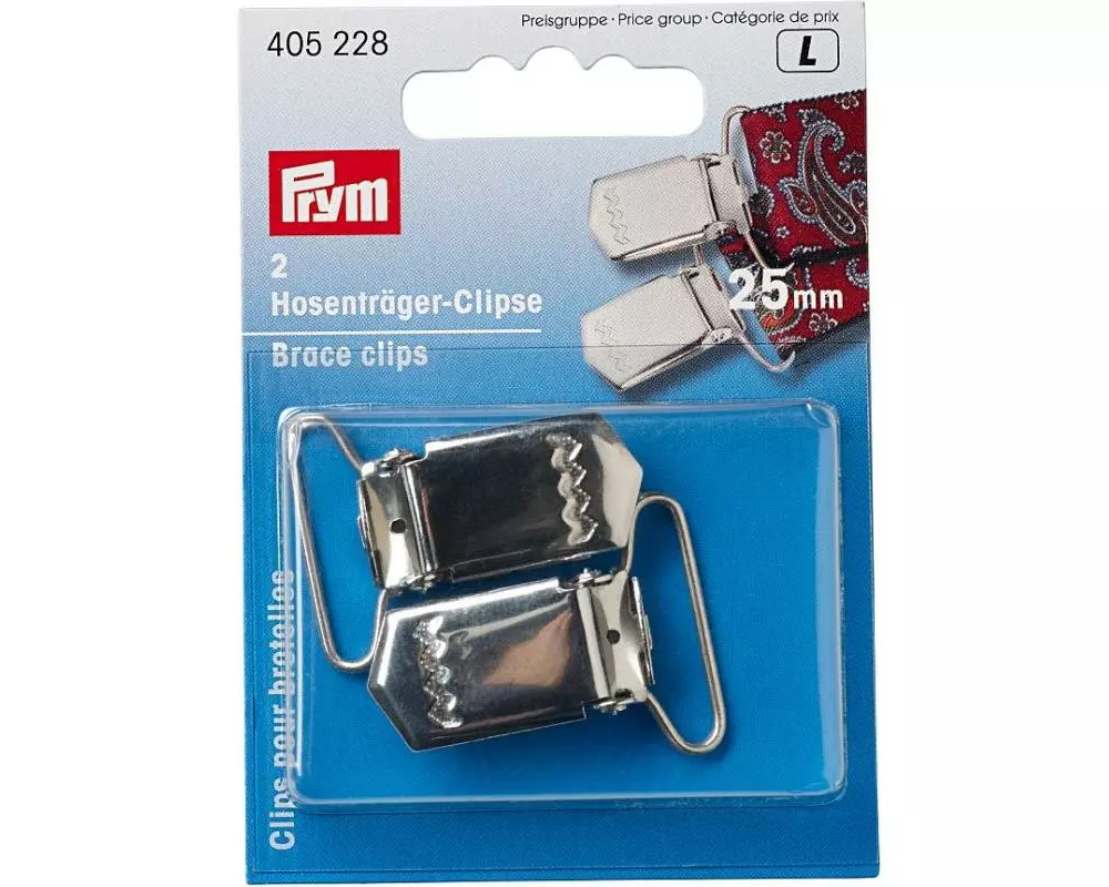 Prym Clips für Hosenträger 25 mm, Silber