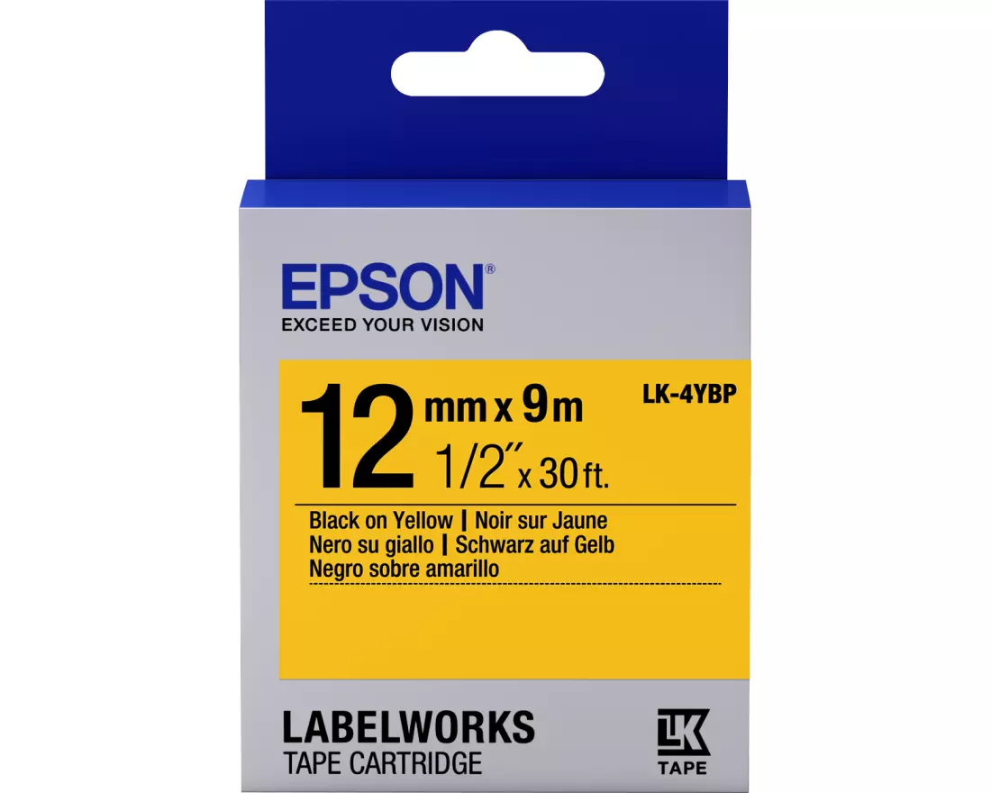 Epson LK-4YBP Label Etikette Schwarz auf gelb