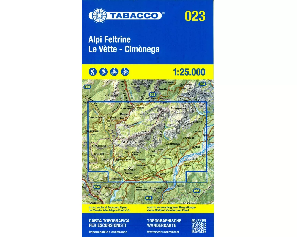 Tabacco Wandern Alpi Feltrine 1:25000
