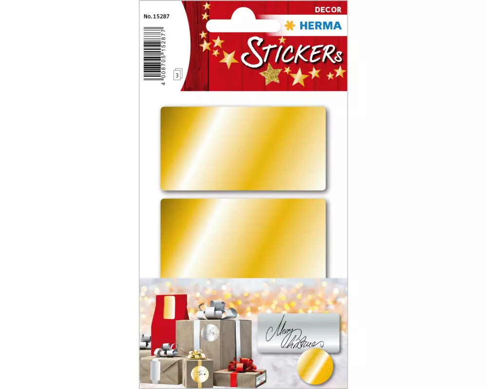 Herma Stickers Weihnachtssticker 3.4 x 6.7 cm 3 Blatt à 3 Sticker, Gold