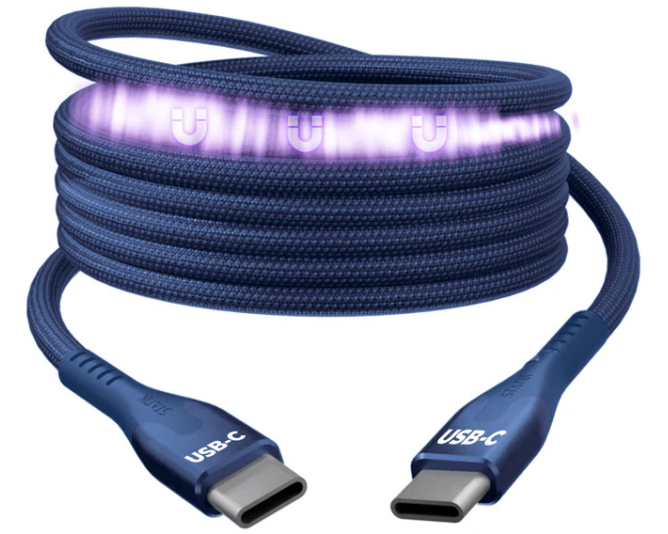 STATIK MagStack Pro,Magnetic Cable PUP-0550-3FT-CC-NVY USB-C to C, 2m, 100W, Orange