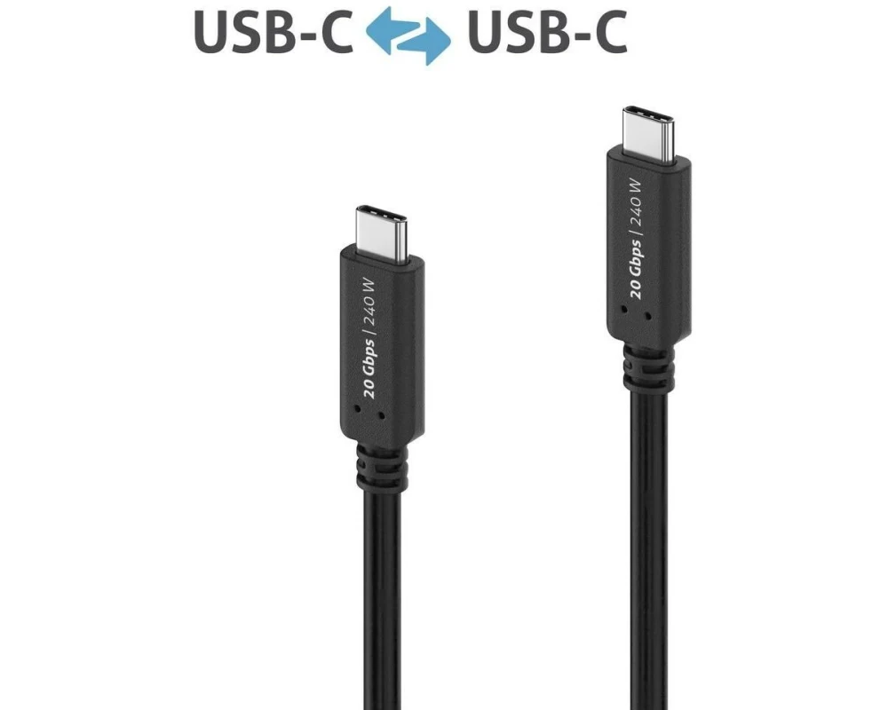 PureLink USB4-Kabel 20Gbps, 240W USB-C - USB-C 1 m, Schwarz