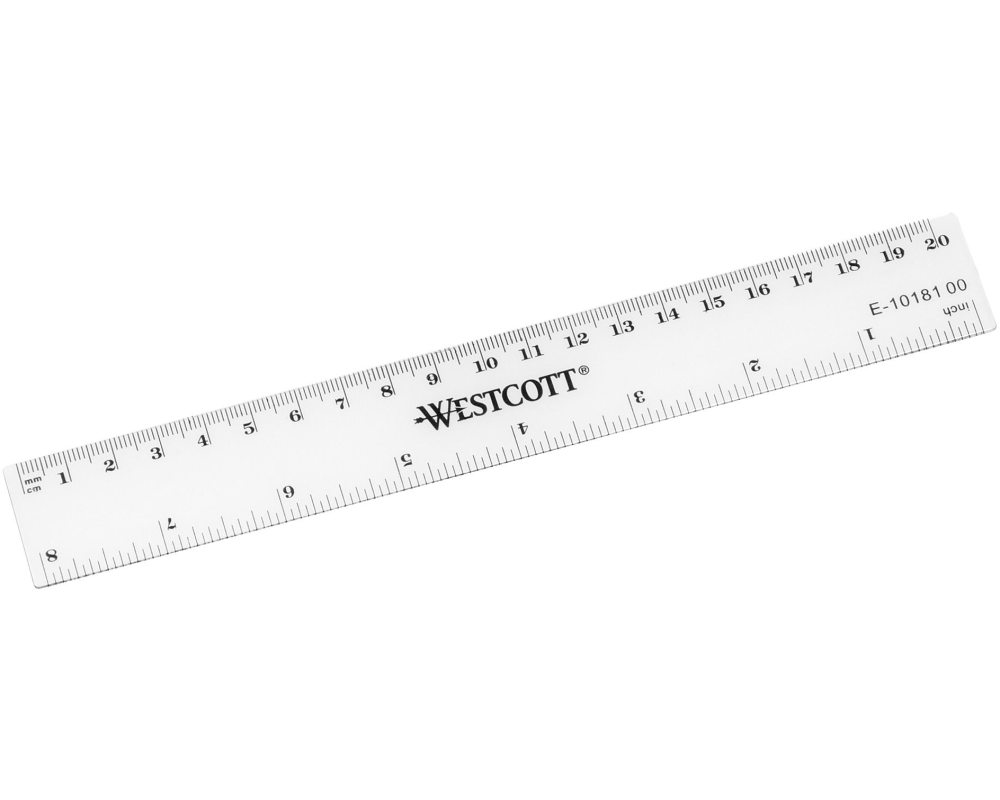 WESTCOTT Kunststofflineal 20cm E-1018100 cm/inch Skala