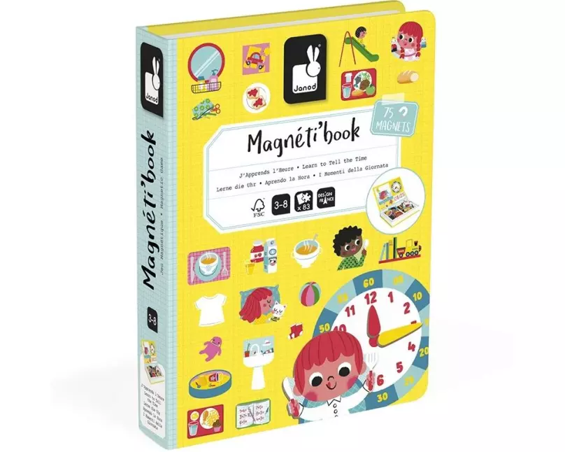 Janod Beschäftigungsspielzeug Magnetbuch Lerne die Uhr