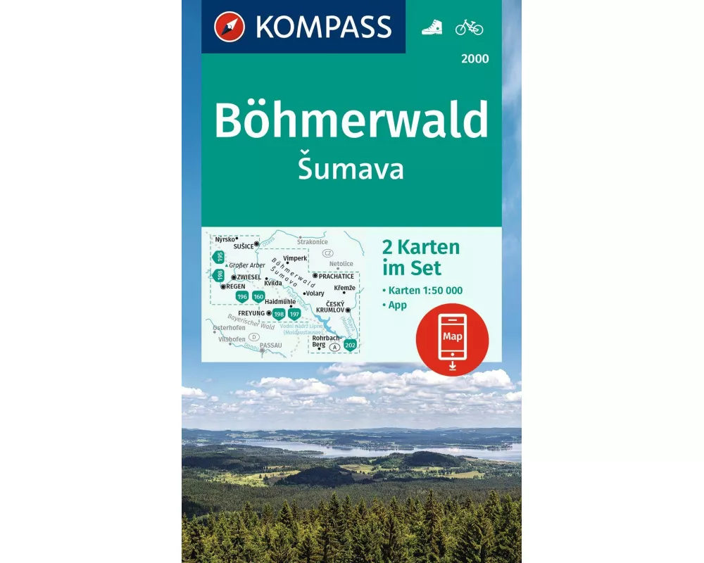 KOMPASS Wanderkarten-Set 2000 Böhmerwald, Sumava (2 Karten) 1:50.000